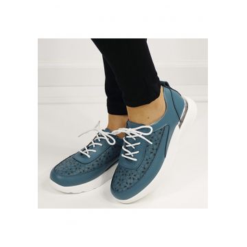 Sneakersi albastri din piele naturala 5108 M7 16453 - Bleumarin