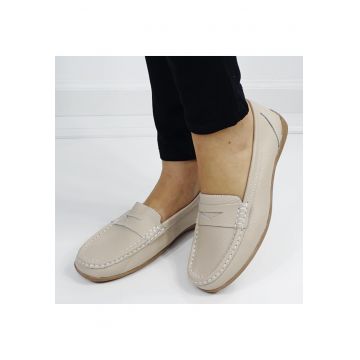 Mocasini bej din piele naturala 5128 M4 16441 - Bej