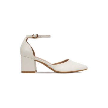 Pantofi dama -  clasic - alb - piele ecologica -
