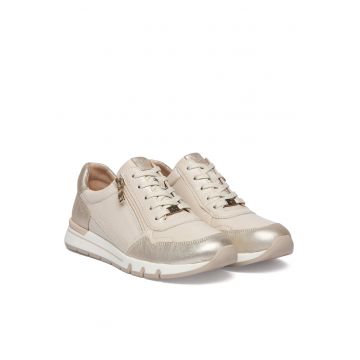 Pantofi dama -  piele naturala - fermoar - bej -
