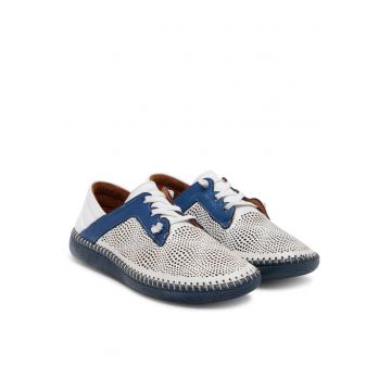 Pantofi dama -  semi-inalti - piele naturala - albastru -