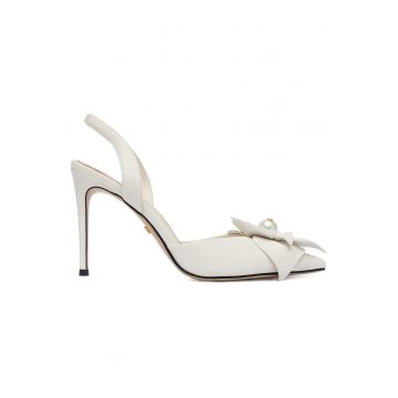 Pantofi dama -  toc ascutit - alb - piele naturala -