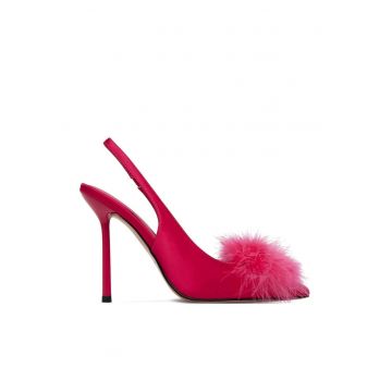 Pantofi dama -  toc ascutit - roz - textil
