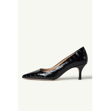 Pantofi de piele cu varf ascutit Julie - Negru stins