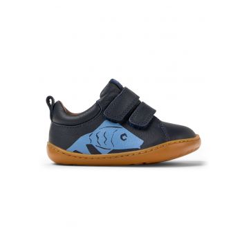 Pantofi din piele cu inchidere velcro Peu Cami - Albastru marin -