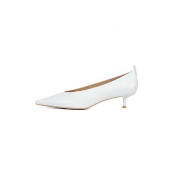 Pantofi din piele cu toc kitten - Alb