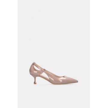 Pantofi din piele lacuta cu toc kitten - Roz pal