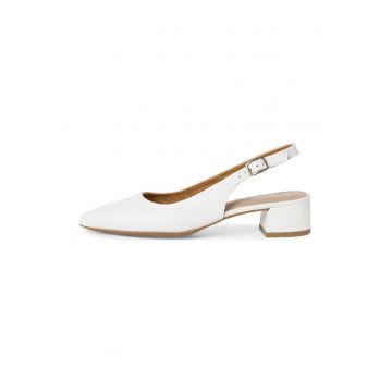 Pantofi slingback cu toc masiv - Alb